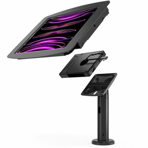 Compulocks iPad Pro 12.9" (3-6th Gen) Space Enclosure Tilting Stand 8" Plus Hub - Up to 12.9" Screen Support - Countertop - Aluminum - Black