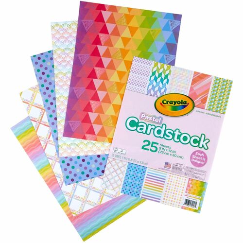 Crayola Pastel Cardstock - Greeting Card, Gift, Cardmaking, Decoration - 25 Piece(s) - Patterns - Pastel - 25 / Pack