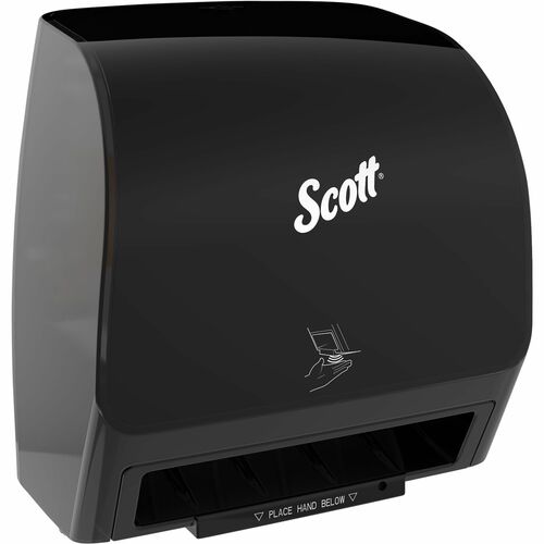 Scott Automatic Slimroll Towel Dispenser - 7.3" Height x 11.8" Width x 12.4" Depth - Plastic - Black - Automatic, Compact, Hygienic, Wall Mountable, Touch-free, Dirt Resistant, Impact Resistant, Translucent - 1 Carton