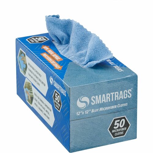 Monarch Smart Rags Microfiber Cloths - For Automotive, Office, Healthcare, Household, Garage, Breakroom, Hospital, Industry - 50 / Box - Reusable, Streak-free, Lint-free, Dirt Resistant, Grime Resistant - Blue