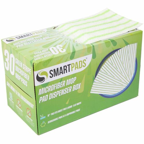 Monarch Microfiber Wet/Dry Mop Pad Refills - 5 Width x 18 Depth - Woven,  MicroFiber - White/Green - 30 / Box - Plano Office Supply