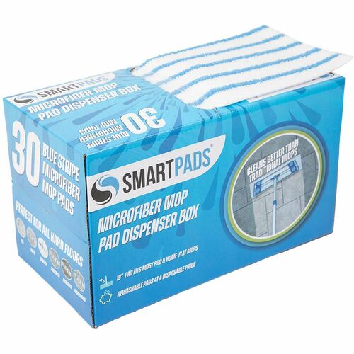Monarch Microfiber Wet/Dry Mop Pad Refills - 5" Width x 18" Depth - Woven, MicroFiber - White/Blue - 30 / Box