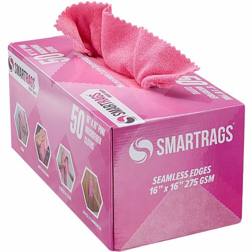Monarch Smart Rags Microfiber Cloths - For Institutional, Automotive, Office, Healthcare, Household, Garage, Breakroom, Factory, Hospital - 50 / Box - Heavy Duty, Reusable, Streak-free, Lint-free, Dirt Resistant, Grime Resistant - Pink