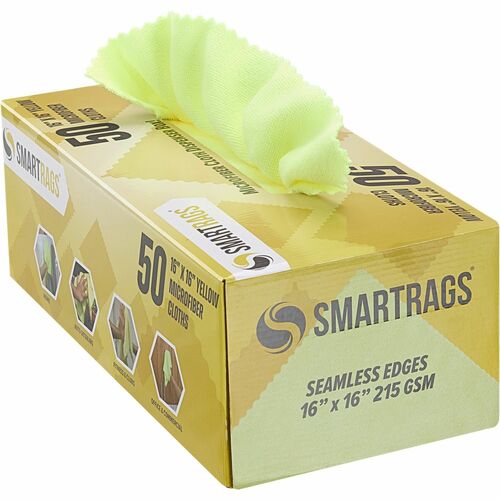 Monarch Smart Rags Microfiber Cloths - For Automotive, Office, Healthcare, Household, Garage, Breakroom, Factory, Hospital, Industry, Nursing Home - 50 / Box - Reusable, Streak-free, Lint-free, Dirt Resistant, Grime Resistant - Yellow
