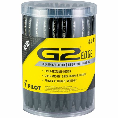 G2 Edge Gel Pen - Fine Pen Point - 0.7 mm Pen Point Size - Refillable - Black Gel-based Ink - Tungsten Carbide Tip - 36 / Pack