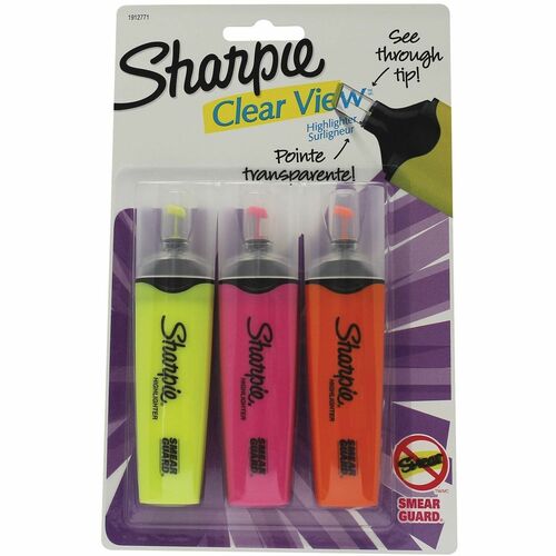 Sharpie Clear View Highlighter - Chisel Marker Point - Assorted Ink - 3 / Pack