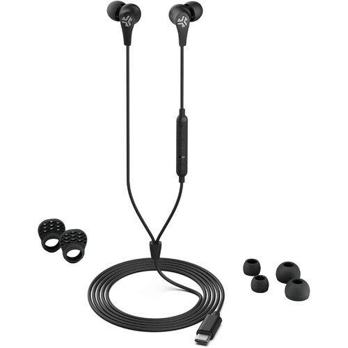 JLab JBuds Pro USB-C Wired Earbuds - Stereo - USB Type C - Wired - Earbud - Binaural - In-ear - 4 ft Cable - Black