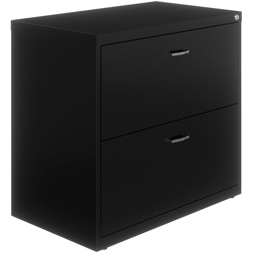 NuSparc 2-Drawer Lateral File - 30" x 17.6" x 27.7" - 2 x Drawer(s) for File - Letter - Lateral - Interlocking, Anti-tip, Ball Bearing Slide, Ball-bearing Suspension, Removable Lock, Leveling Glide, Adjustable Glide, Durable, Nonporous Surface - Black - S