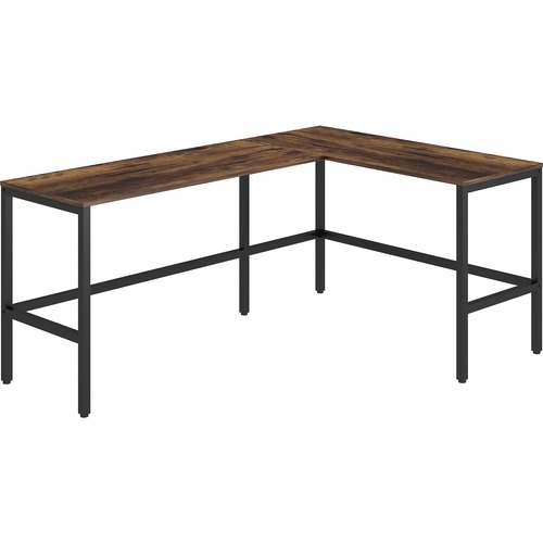 NuSparc L-Shaped Metal Frame Desk - Vintage Oak L-shaped, Black Top - Contemporary Style - 200 lb Capacity x 67" Table Top Width x 47.20" Table Top Depth x 1" Table Top Thickness - 29.20" Height - Assembly Required - High Pressure Laminate (HPL) Top Mater