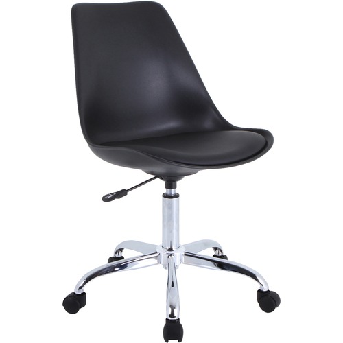 NuSparc Padded Seat Poly Task Chair - Poly Seat - High Back - 5-star Base - Black - Polyvinyl Chloride (PVC), Plastic, Polyurethane - 1 Each