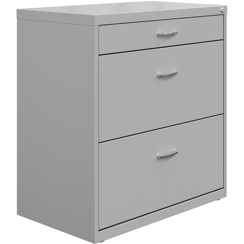 NuSparc Pencil Drawer Lateral File - 30" x 17.6" x 31.7" - 2 x Drawer(s) for File, Pencil - Letter - Lateral - Interlocking, Anti-tip, Ball Bearing Slide, Ball-bearing Suspension, Removable Lock, Durable, Nonporous Surface, Adjustable Leveler - Silver - S