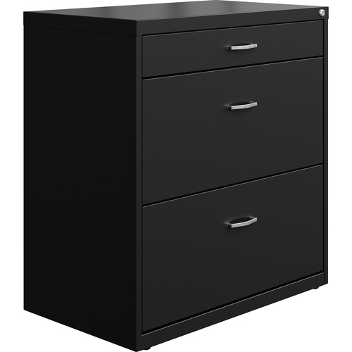 NuSparc Pencil Drawer Lateral File - 30" x 17.6" x 31.7" - 2 x Drawer(s) for File, Pencil - Letter - Lateral - Interlocking, Anti-tip, Ball Bearing Slide, Ball-bearing Suspension, Removable Lock, Durable, Nonporous Surface, Adjustable Leveler - Black - St