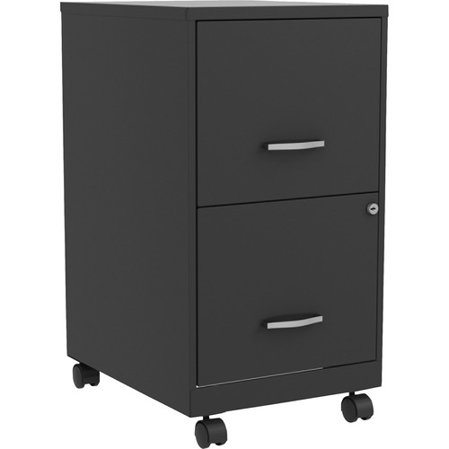 NuSparc Mobile File Cabinet - 14.2" x 18" x 26.5" for File - Letter - Mobility, Locking Drawer, Glide Suspension, 3/4 Drawer Extension, Cam Lock, Nonporous Surface - Black - Painted Steel, Steel - Recycled