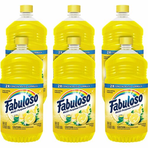 Fabuloso Multi-Purpose Cleaner - For Multipurpose, Multi Surface - Concentrate - 56 fl oz (1.8 quart) - Refreshing Lemon Scent - 6 / Carton - Rinse-free, Residue-free, Long Lasting, Pleasant Scent - Yellow