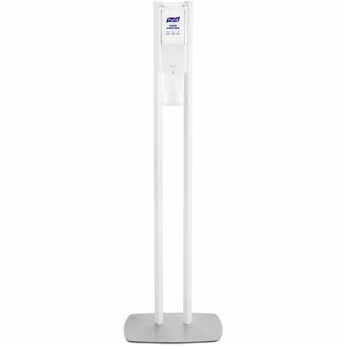 PURELL® ES10 Floor Stand with Automatic Dispenser - Floor, Freestanding - White - For Sanitizing Dispenser, High Traffic Area, Waiting Room, Hallway - Sturdy, Low-profile Base, Lightweight