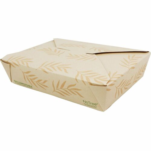 No Tree Compostable Paper Folded Containers - Food Storage, Food, Commercial - Natural - Paper, Bamboo Body - 4 / Carton