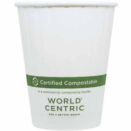 World Centric Double Wall Paper Hot Cups - 12 fl oz - Leak Proof Closure - Light Beige - Paper - Hot Drink, Coffee, Tea - 25 / Carton
