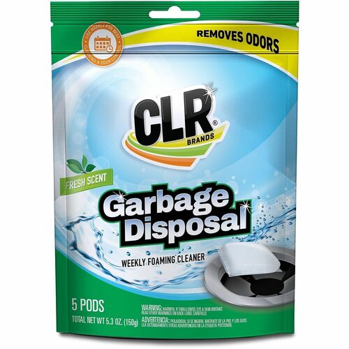 CLR Pro Garbage Disposal - For Garbage - Pod - 5.7 to 6.1 pH - Peach Scent - Recommended For: Grease Remover, Grime Remover, Odor Remover - Water Soluble, Scrub-free, Ammonia-free, Paraben-free, Phthalate-free, Bleach Resistant - Multi - 6 / Carton