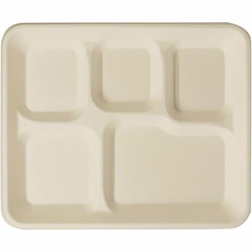 World Centric Compostable Fiber Trays - Commercial - Disposable - Natural - Fiber Body - 4 / Carton