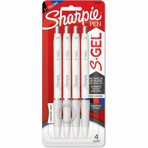 Sharpie S-Gel Pens - Bold Pen Point - 0.7 mm Pen Point Size - Assorted - White Barrel - 4 / Pack