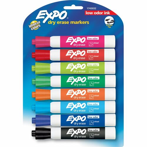 Expo Dry Erase Markers - Chisel Marker Point Style - Assorted - 8 / Pack