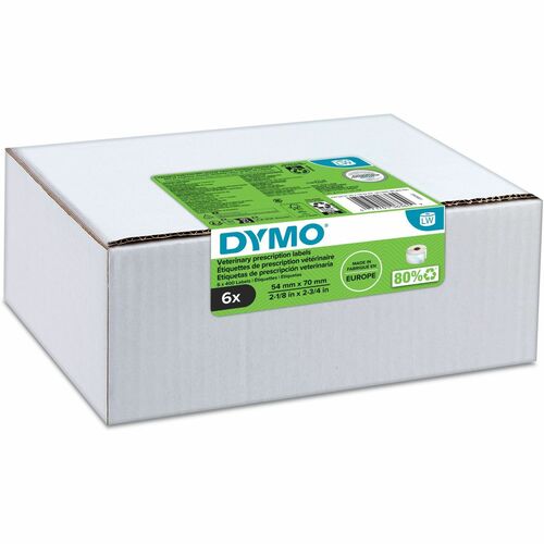 Dymo LabelWriter Veterinary Labels - 2 3/4" Width x 2 1/8" Length - Direct Thermal - White - 400 / Roll - 6 / Box - Pre-printed, Jam-free