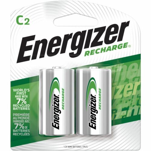 Energizer Recharge Universal Rechargeable C Batteries, 2 Pack - For General Purpose - Battery Rechargeable - C - 1.2 V DC - 2500 mAh - Nickel Metal Hydride (NiMH) - 2 / Pack
