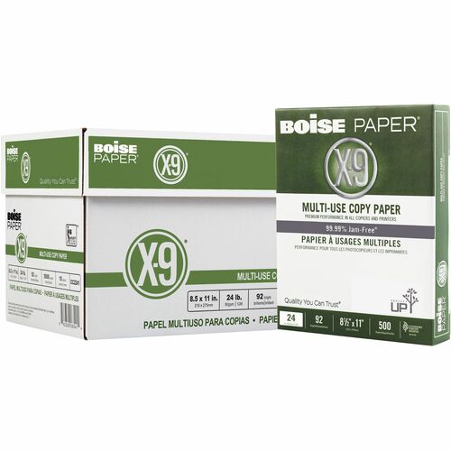BOISE X-9 Multi-Use Copy Paper, 8.5" x 11" Letter, 92 Bright, 24 lb., 10 Ream Carton (5,000 Sheets) - BOISE X-9 Multi-Use Copy Paper - Letter - 8 1/2" x 11" - 92 Bright - 24 lb Basis Weight - Smooth - 10 Ream Carton - 5,000 Sheets/Carton - 500 Sheets/Ream