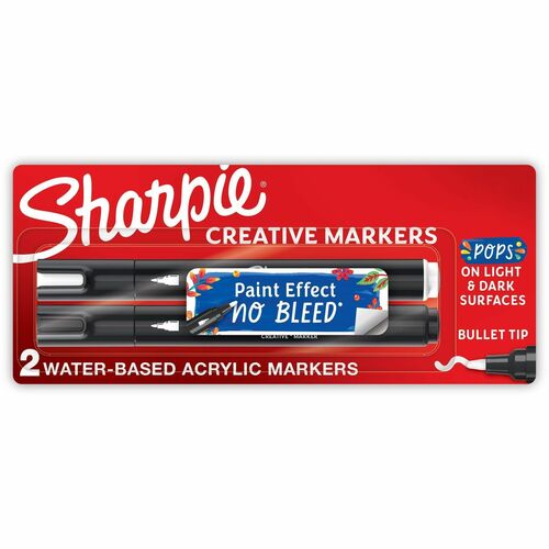 Sharpie Creative Markers, Water-Based Acrylic Markers, Bullet Tip - Bold Marker Point - Bullet Marker Point Style - Assorted Water Based Ink - 2 / Pack