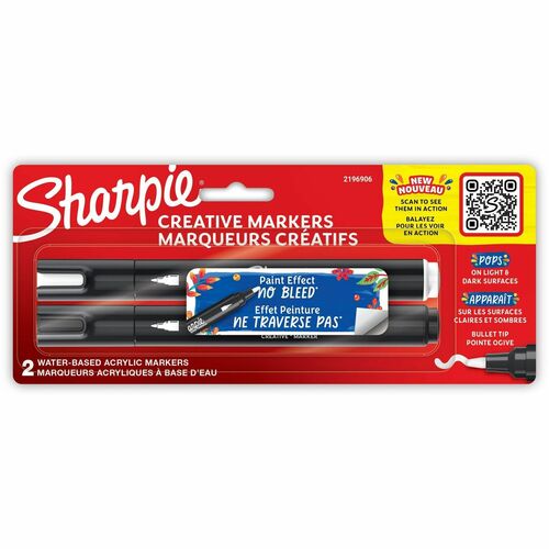 Sharpie Creative Markers, Water-Based Acrylic Markers, Bullet Tip - Bold Bullet Marker Point - Assorted Ink - Water Based - 2 / Pack