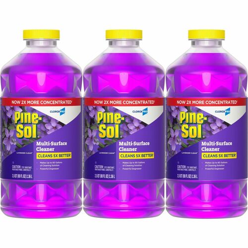 Pine-Sol Multi-Surface Cleaner - For Multi Surface - Concentrate - Liquid - 80 fl oz (2.5 quart) - Lavender Scent - 3 / Carton - Deodorize, Disinfectant, Dilutable - Purple