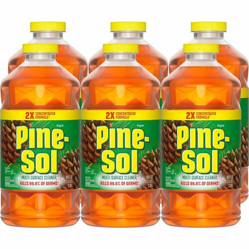 Pine-Sol Multi-Surface Cleaner - For Multi Surface - Concentrate - Liquid - 80 fl oz (2.5 quart) - Original Scent - 6 / Carton - Deodorize, Disinfectant, Dilutable - Yellow