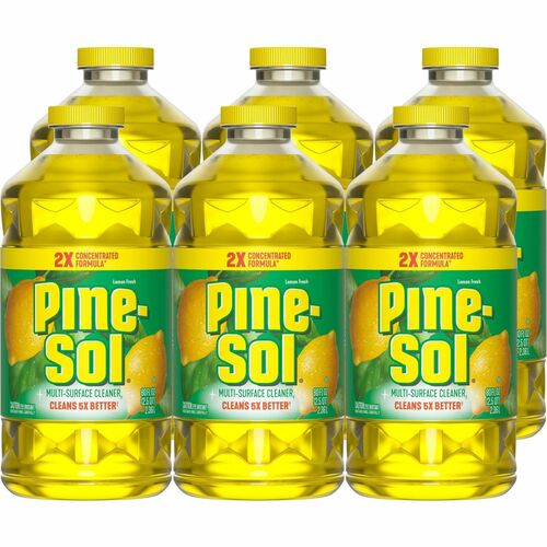 Pine-Sol Multi-Surface Cleaner - For Multi Surface - Concentrate - Liquid - 80 fl oz (2.5 quart) - Lemon Fresh Scent - 6 / Carton - Deodorize, Disinfectant, Dilutable - Yellow