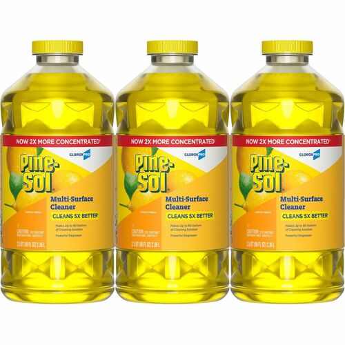 Pine-Sol Multi-Surface Cleaner - For Multi Surface - Concentrate - Liquid - 80 fl oz (2.5 quart) - Lemon Fresh Scent - Deodorize, Disinfectant, Dilutable - Yellow - 3 / Carton