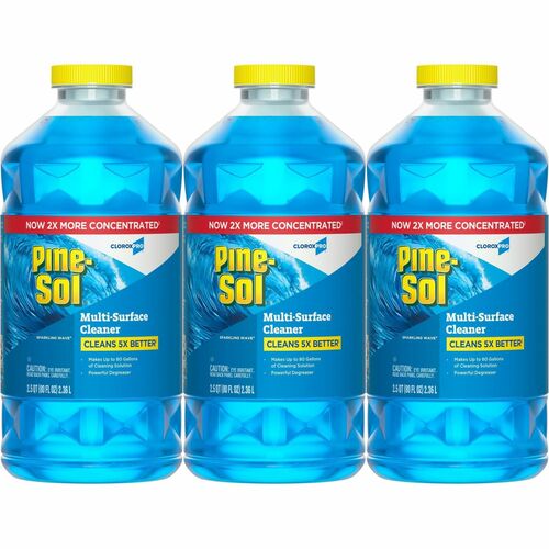 Pine-Sol Multi-Surface Cleaner - For Multi Surface - Concentrate - Liquid - 80 fl oz (2.5 quart) - Sparkling Wave Scent - 3 / Carton - Deodorize, Disinfectant, Dilutable - Blue