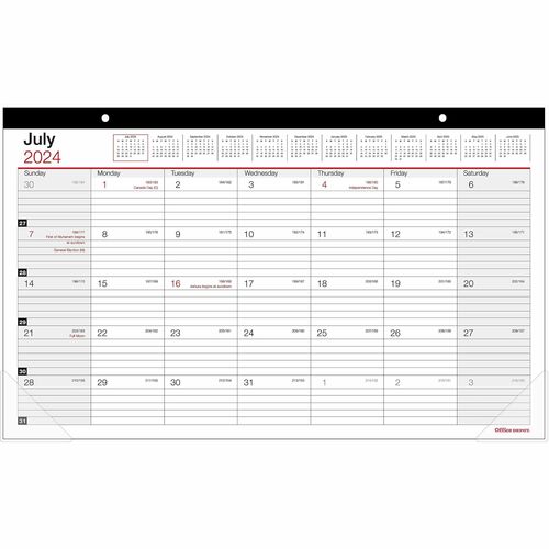 20242025 Office Depot® Brand Monthly Academic Desk Calendar, 173/4" x