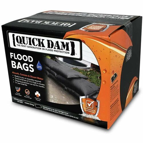 Quick Dam Flood Bags - 12" Width x 24" Depth - 20 / Carton - Black