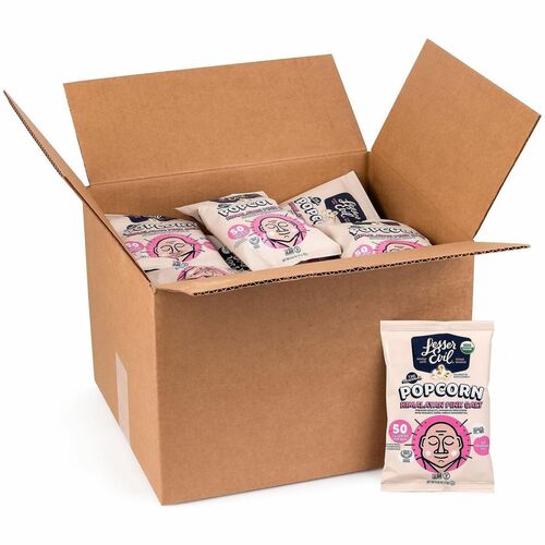 LesserEvil Himalayan Pink Salt Popcorn - Gluten-free - Pink Himalayan Salt - 24/Bag - 1 / Carton