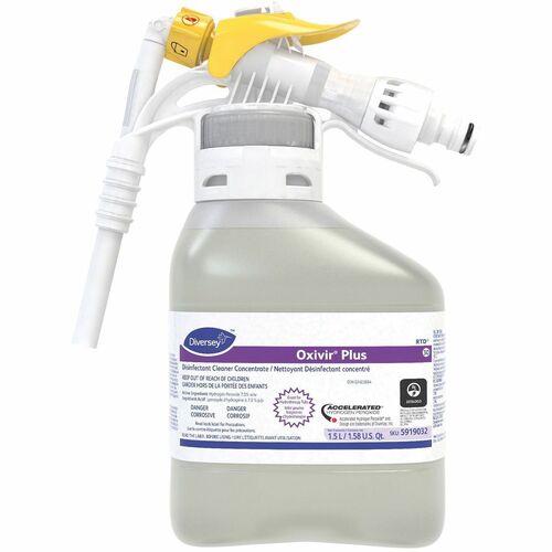 Diversey Oxivir Plus Disinfectant - For Multi Surface, Nursing Home, Hospital, School, College, Hotel - Concentrate - Liquid - 50.7 fl oz (1.6 quart) - Characteristic Scent Width - 2 / Case - Virucidal, Bactericide, Fungicide - Colorless