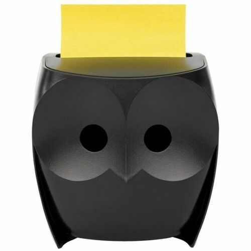 Post-it® Owl Notes Dispenser Black - 3" (76.20 mm) x 3" (76.20 mm) Note - Black