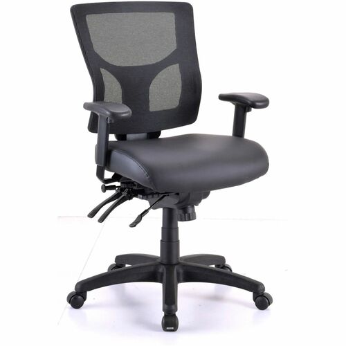 Lorell Conjure Mid-Back Office Chair - Vinyl, Foam, Polyurethane Seat - Mid Back - Black - Armrest - 1 Each