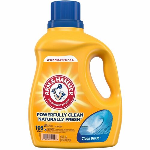 Arm & Hammer Clean Burst Laundry Detergent - For Laundry, Fabric - Concentrate - Liquid - 105 fl oz (3.3 quart) - Clean Burst ScentBottle - 1 Each - Odor Neutralizer, Versatile - Yellow, Blue
