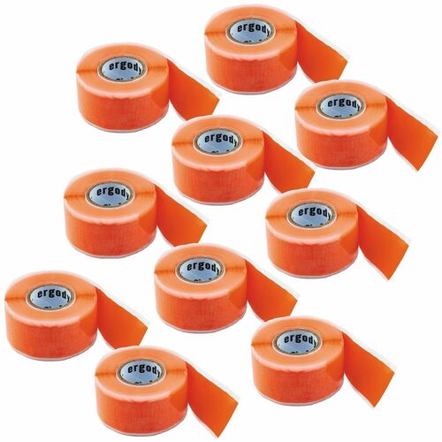 Ergodyne Squids 3755 Self-Adhering Tool Tethering Tape Trap - 12 ft Length x 1" Width - Orange - Fiberglass, Silicone - Damage Resistant, Puncture Resistant, Cut Resistant - For Tools, Construction, Oil & Gas - 10 Pack