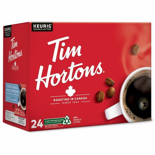 Tim Hortons K-Cup French Vanilla Medium Roast Coffee - Compatible with Keurig Brewer - Regular, American - Medium - K-Cup - French Vanilla - Kosher - 24 / Box