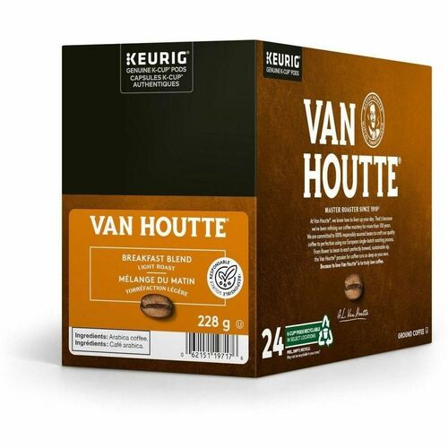 VAN HOUTTE K-Cup Vanilla Hazelnut Decaf Light Roast Coffee - Compatible with Keurig K-Cup Brewer - American - Light - K-Cup - Vanilla Hazelnut - Kosher - Decaffeinated - 24 / Box