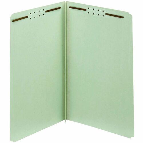 Pendaflex Straight Tab Cut Legal Recycled Fastener Folder - 8 1/2" (215.90 mm) x 14" (355.60 mm) - 200 Sheets Capacity - 2" (50.80 mm) Expansion - 2" (50.80 mm) Fastener Capacity - 25 pt. (8.80 mm) - Pressboard, Tyvek, Fiber - Green - 60% Recycled - 25/BX