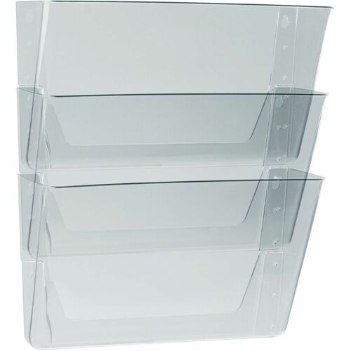 Storex Wall Pocket - 7" (177.80 mm) Height x 4" (101.60 mm) Width x 16" (406.40 mm) Depth - Durable, Impact Resistant, Unbreakable, Shatter Proof, PVC Free, BPA Free - Clear - Polycarbonate - 3 / Pack