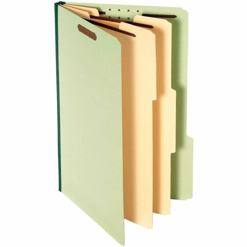 Pendaflex 2/5 Tab Cut Legal Recycled Classification Folder with Fastener - 8 1/2" (215.90 mm) x 14" (355.60 mm) - 875 Sheets Capacity - 3 1/2" (88.90 mm) Expansion - 6 Fastener(s) - Right of Center Tab Position - 2 Divider(s) - 25 pt. (8.80 mm) - Pressboa
