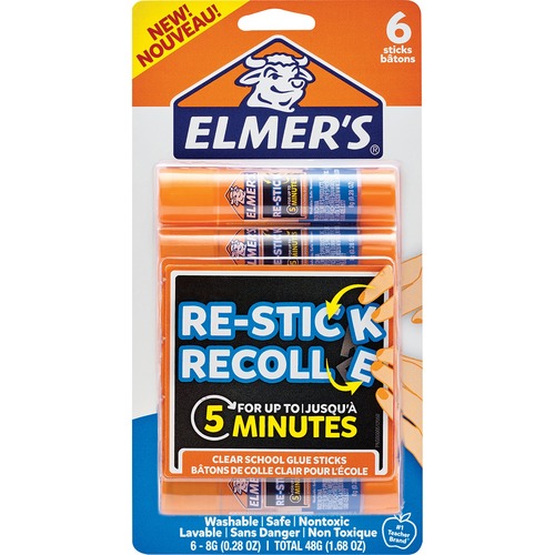 Rubbermaid Re-Stick Glue Sticks 8 g 6/pkg - 0.28 oz (8 g) - 6 / Pack