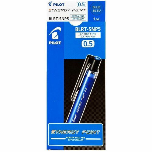 Pilot Synergy Point 0.5 Retractable Roller Ball0.5 mm (0.02") Extra Fine Pen Point - Refillable - Retractable - Blue Ink - Water Based, Pigment-based, Gel-based, 12 / BOX